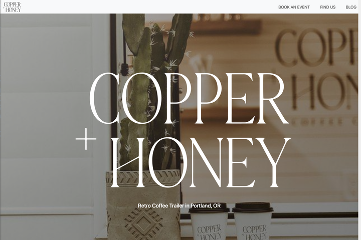 Copper and honey coffee landing page